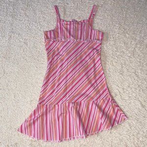 Trend Zone Kids Pink Striped Asymmetrical Dress Size Lrg (10-14)